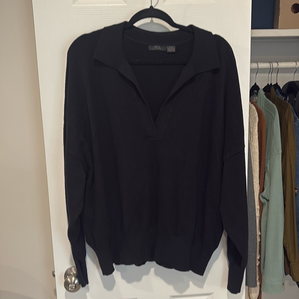 RDI Black Oversized Collared Sweater